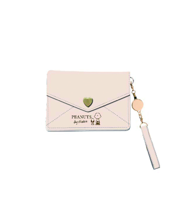 リール付レターパスケース ハート スヌーピー Mari Hopely
