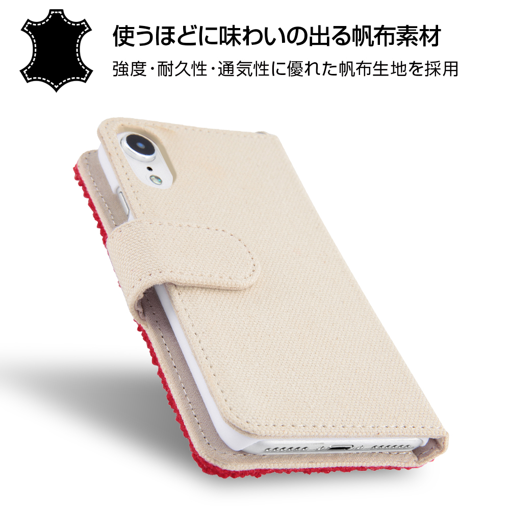Iphone Xr ディズニーキャラクター サガラ刺繍 手帳型ケース 帆布 ミッキー Hopely