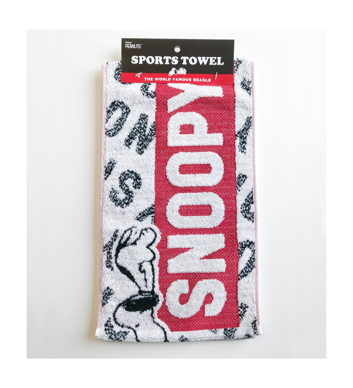 スポーツタオル ホワイト モノクロねそべり スヌーピー Nish Hopely