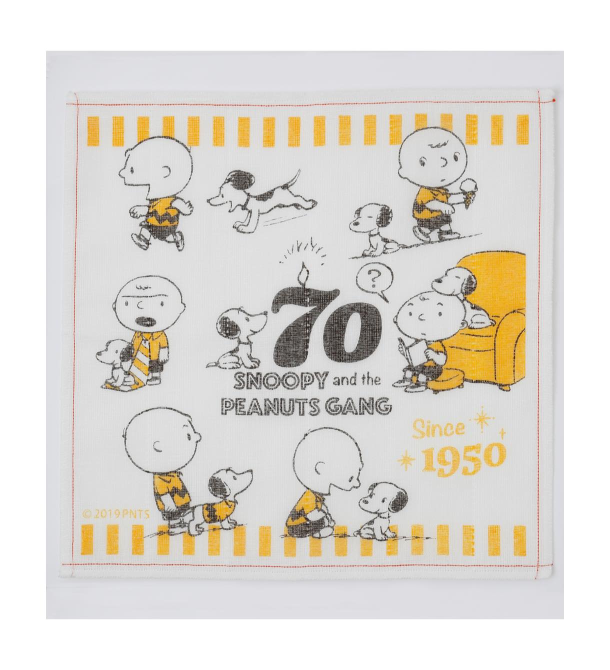 蚊帳生地ふきん イエロー 70th Celebrate スヌーピーnish Hopely