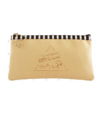 透明P付きペンケース スヌーピー イエロー DELF
