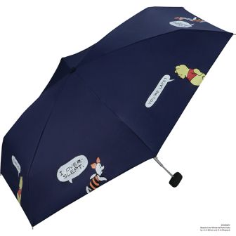 折りたたみ日傘 50cm 遮熱 ネイビー 遮光チットチャットミニ プー＆ピグレット WORL