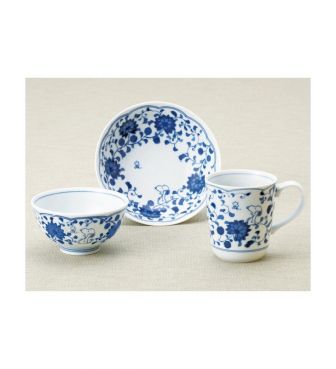 茶碗マグ鉢3点セット 藍唐草 スヌーピー
