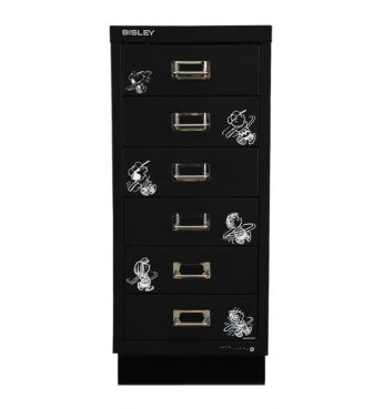 <BISLEY>6 STAGE A4 CABINET / BASEBALL SNOOPY & CHARIE・BROWN / BLACK