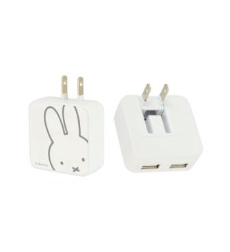 【予約 ミッフィー】 USB2ポート ACアダプタ ホワイト GOUR