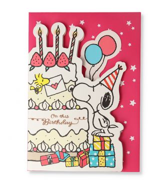 スヌーピー 誕生お祝い オルゴールカード カットケーキ HALL