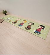 スヌーピー エブリデイ PVCロングマット 45×120cm ハリーアップ グリーン