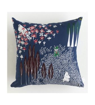 MOOMIN TRIBUTE WORKS ムーミン クッションカバー45×45cm ここにいるよ ネイビー QUAT