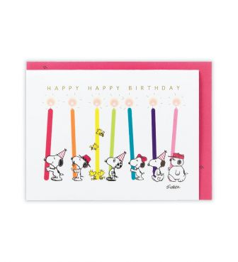 スヌーピー お誕生日 立体カード ＳＮ 兄弟とレインボーキャンドル HALL