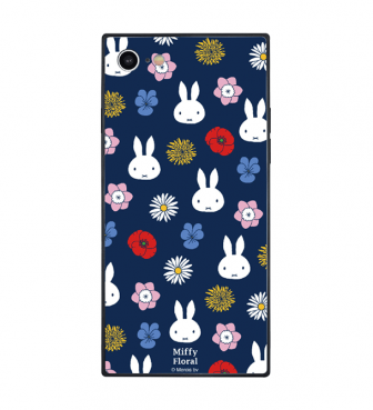 Miffy Floral iPhone SE(第2世代）/8/7 対応 スクエアガラスケース ネイビー GOUR