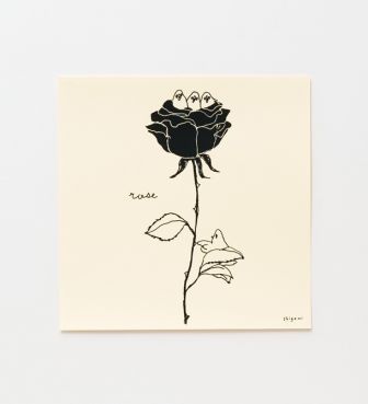 むちっ鳥と花シリーズ 複製ミニポスター「薔薇」