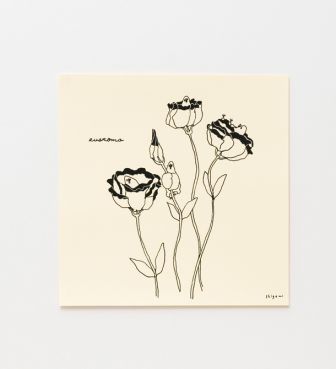 むちっ鳥と花シリーズ 複製ミニポスター「トルコ桔梗」