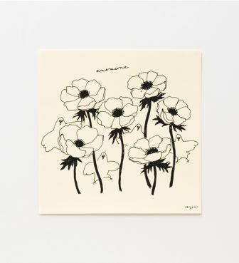 むちっ鳥と花シリーズ 複製ミニポスター「アネモネ」