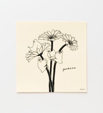 むちっ鳥と花シリーズ 複製ミニポスター「ガーベラ」