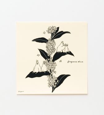 むちっ鳥と花シリーズ 複製ミニポスター「金木犀」
