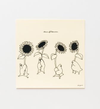 むちっ鳥と花シリーズ 複製ミニポスター「ひまわり」